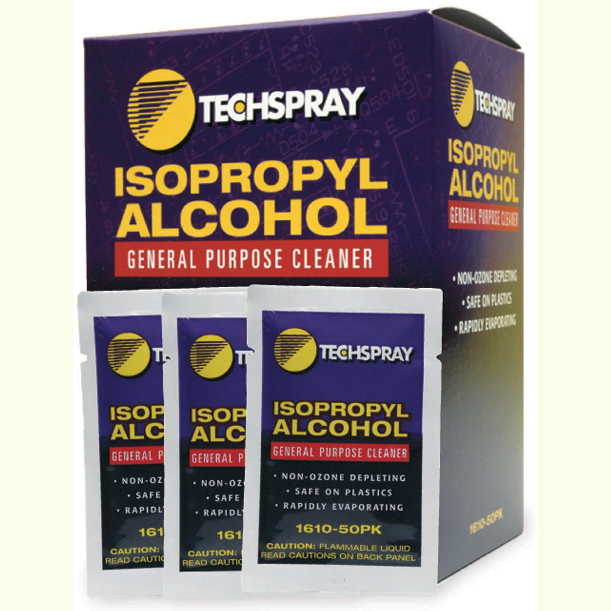Techspray 1610-50PK Alcohol Pre-Saturated Wipes 50 Pack