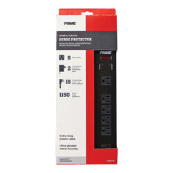 Prime PB802135 6-Outlet Metal Surge Protector, 15' Cord