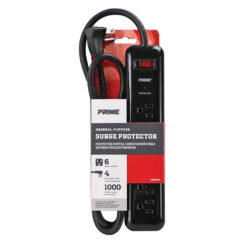 Prime PB802225 6 Outlet Surge Protector, 1000 Joule 4' Cord
