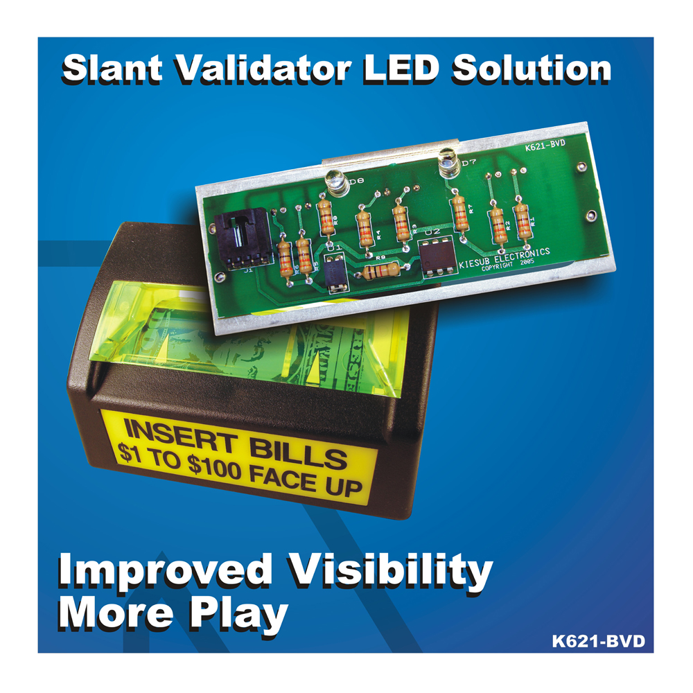 K621-BVD-W LED Replacement Board for Bill Validator on IGT Slant Top Slot Machines (All White LEDs)