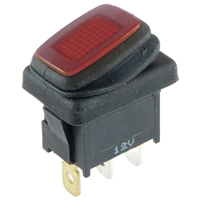 NTE 54-201W SWITCH WATERPROOF ILLUMINATED ROCKER SPST 16A ON-NONE-OFF RED 12V