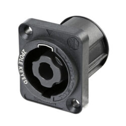 Neutrik NL2MPXX 2 Pole Chassis Connector, Black D-Size Flange, Countersunk Thru Holes, 3/16" Flat Tabs