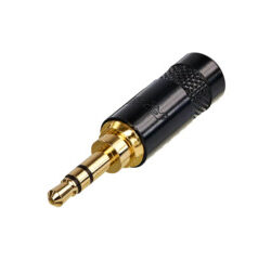 Neutrik NYS231BG Stereo 3 Pole 3.5mm Plug, Crimp Strain Relief, Black/Gold