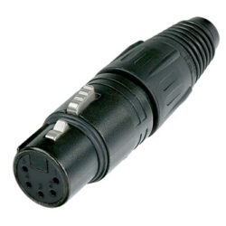 Neutrik NC5FX-B 5 Pole Female Cable Connector, Black Metal Housing, Gold Contacts