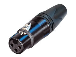 Neutrik NC3FXX-14-B-D 3 Pole Female Cable Connector, 8mm - 10mm Cable O.D., Black Metal Housing, Gold Contacts