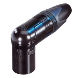 Neutrik NC3MRX-BAG 3 Pole Right Angle Male Cable Connector, Black Metal Housing, Silver Contacts