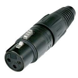 Neutrik NC3FX-B 3 Pole Female Cable Connector, Black Metal Housing, Gold Contacts