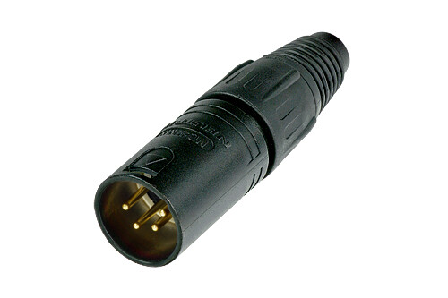 Neutrik NC4MX-B 4 Pole Male Cable Connector, Black Metal Housiing, Gold Contacts