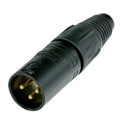 Neutrik NC3MX-B 3 Pole Male Cable Connector, Black Metal Housing, Gold Contacts
