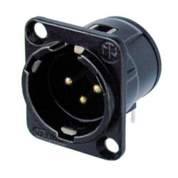 Neutrik NC3MD-H-B 3 Pole Male Receptacle, Horizontal PCB Mount, Black Metal Housing, Gold Contacts