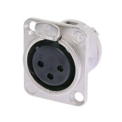 Neutrik NC3FD-L-1 3 Pole Female Receptacle, Solder Cups, Nickel Housing, Silver Contacts