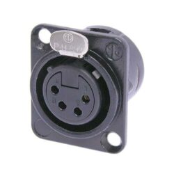 Neutrik NC4FD-L-B-1 4 Pole Female Receptacle, Solder Cups, Black Metal Housing, Gold Contacts