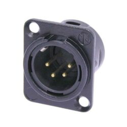 Neutrik NC4MD-L-B-1 4 Pole Male Receptacle, Solder Cups, Black Metal Housing, Gold Contacts