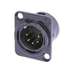Neutrik NC5MD-L-B-1 5 Pole Male Receptacle, Solder Cups, Black Metal Housing, Gold Contacts