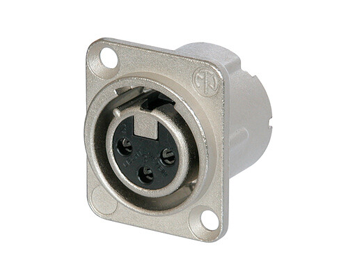 Neutrik NC4FD-LX-0 3 Pole Female Receptacle, Solder Contacts, Nickel Housing, Silver Contacts
