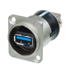 Neutrik NAUSB3 Reversible USB 3.0 Gender Changer (Type A And B), Nickel D-Housing