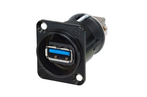 Neutrik NAUSB3-B Reversible USB 3.0 Gender Changer (Type A And B), Black D-Housing