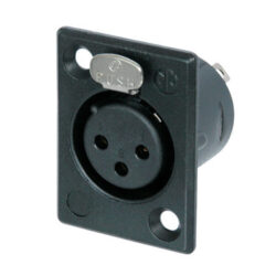Neutrik NC3FP-BAG-1 3 Pole Female Receptacle, Solder Contacts, Black Metal Housing, Silver Contacts