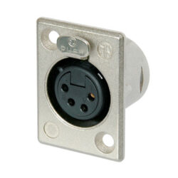 Neutrik NC4FP-1 4 Pole Female Receptacle, Solder Contacts, Nickel Housing, Silver Contacts