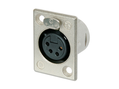 Neutrik NC4FP-1 4 Pole Female Receptacle, Solder Contacts, Nickel Housing, Silver Contacts