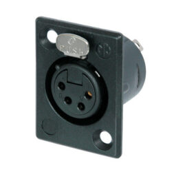 Neutrik NC4FP-B-1 4 Pole Female Receptacle, Solder Contacts, Black Metal Housing, Gold Contacts