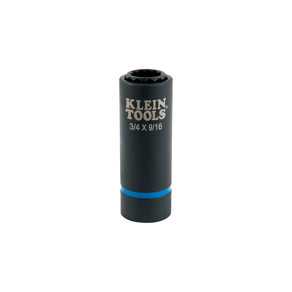 Klein Tools 66001 2-in-1 Impact Socket, 12-Point, 3/4 and 9/16-Inch