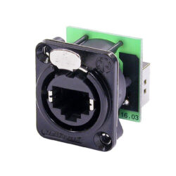 Neutrik NE8FDP-B RJ45 Feedthrough Receptacle, Black D-Shape Metal Flange
