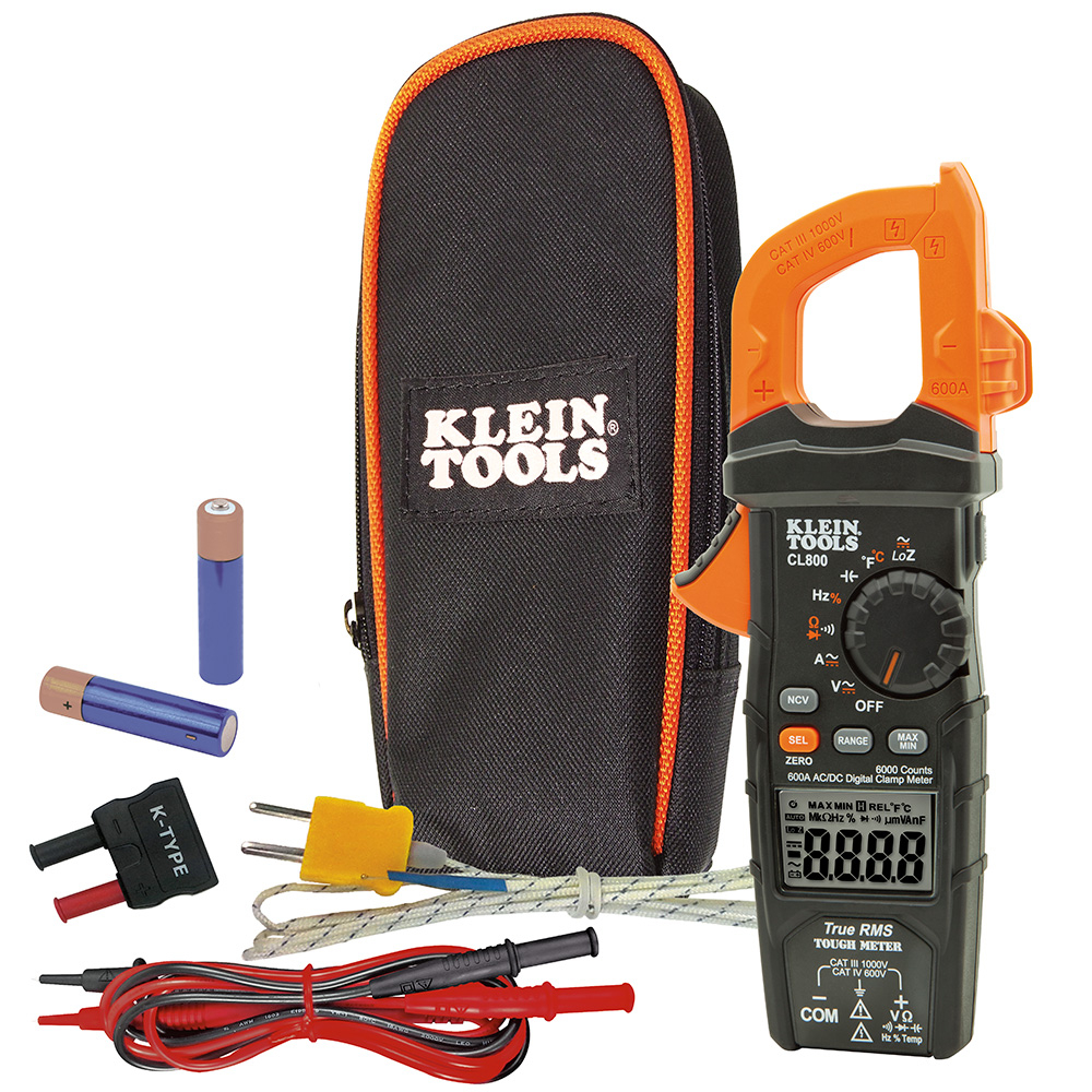 Klein Tools CL800 Digital Clamp Meter, AC Auto-Range TRMS, Low Impedance (LoZ), Auto Off