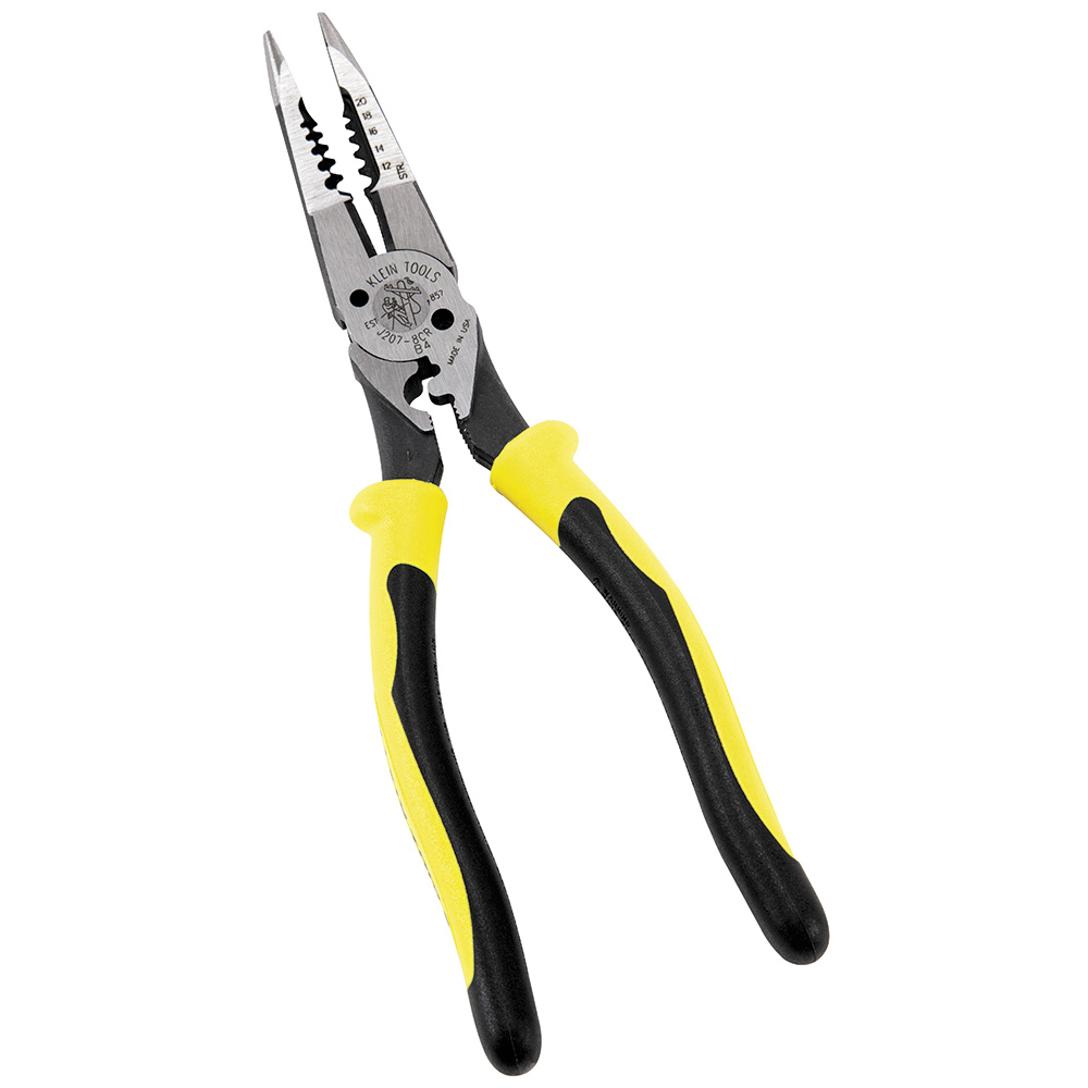 Klein Tools J207-8CR Pliers, All-Purpose Needle Nose Pliers with Crimper, 8.5-Inch