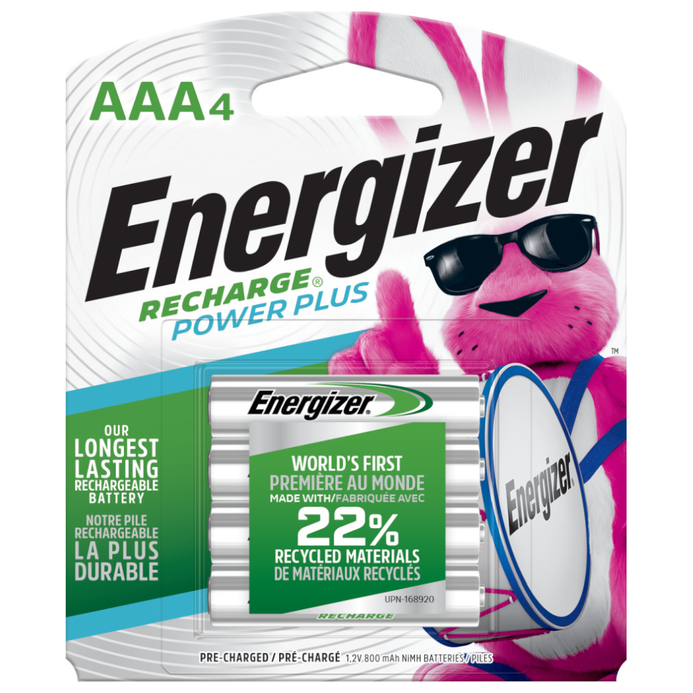 Energizer NH12BP-4 Power Plus Rechargeable AAA Batteries 4 Pack