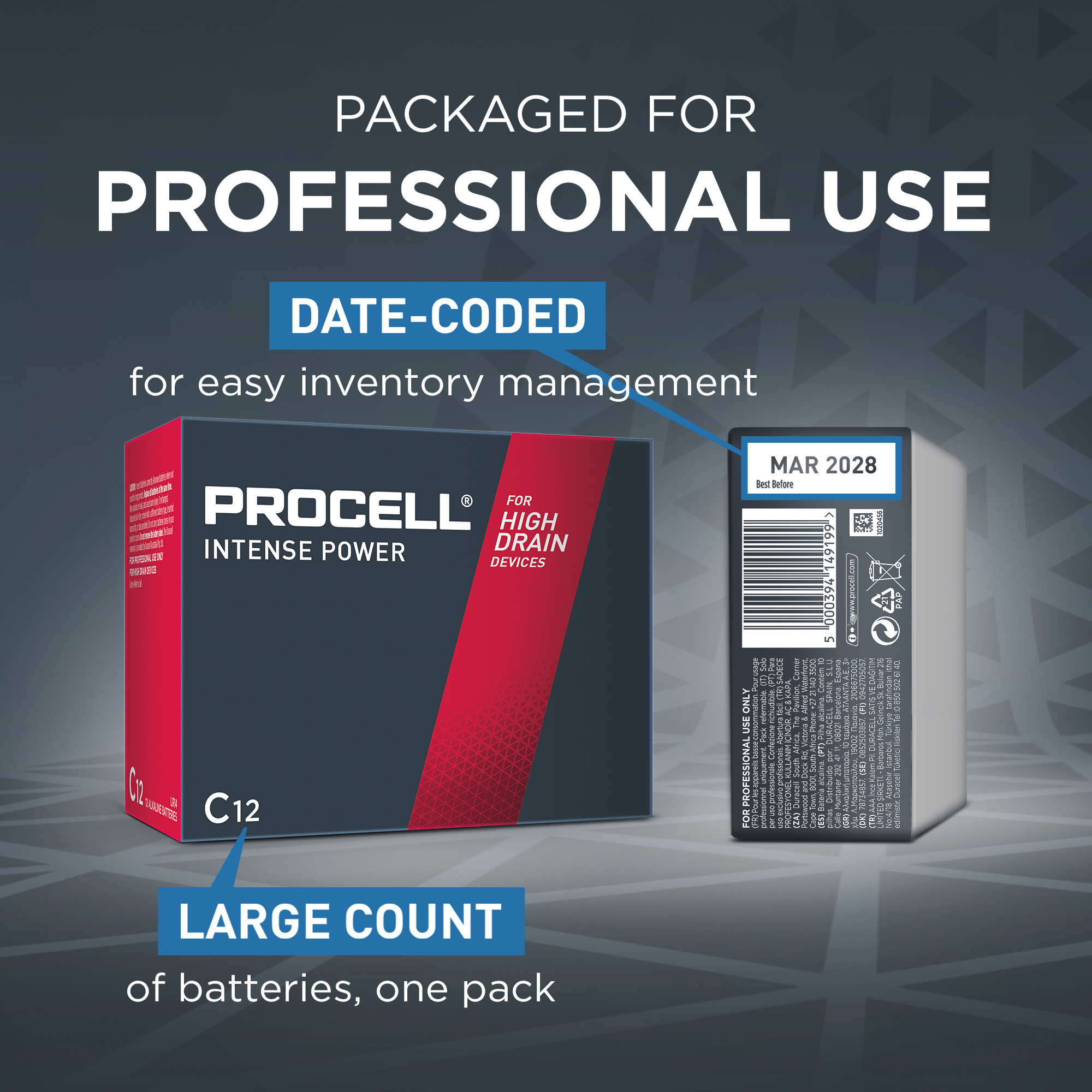 Duracell PX1400 Procell Alkaline Intense C, 1.5V