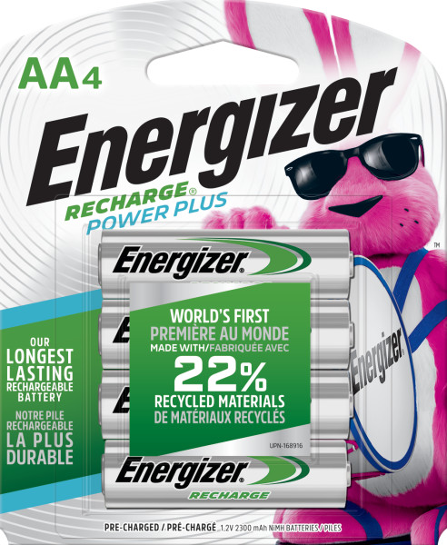 Energizer NH15BP-4 Power Plus Rechargeable AA Batteries 4 Pack