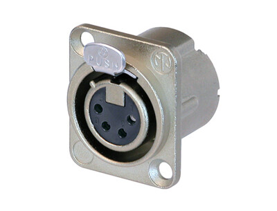 Neutrik NC4FD-LX 4 Pole Female Receptacle, Solder Cups, Nickel Housing, Silver Contacts