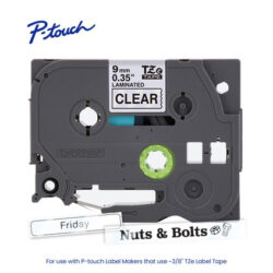 Brother TZE121G P-Touch Black Print on Clear Laminated Label Tape