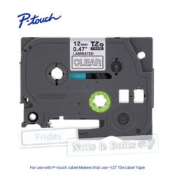 Brother TZE135G P-touch White Print on Clear Laminated Label Tape