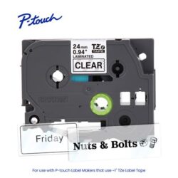 Brother TZE151G P-touch Black Print on Clear Laminated Label Tape