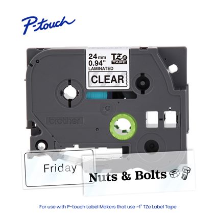 Brother TZE151G P-touch Black Print on Clear Laminated Label Tape