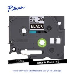 Brother TZE315G P-touch White Print on Black Laminated Label Tape