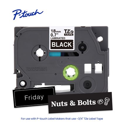 Brother TZE345G P-touch White Print on Black Laminated Label Tape