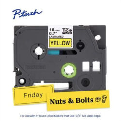 Brother TZE641G P-touch Black Print on Yellow Laminated Label Tape