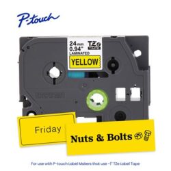 Brother TZE651G P-touch Black Print on Yellow Laminated Label Tape