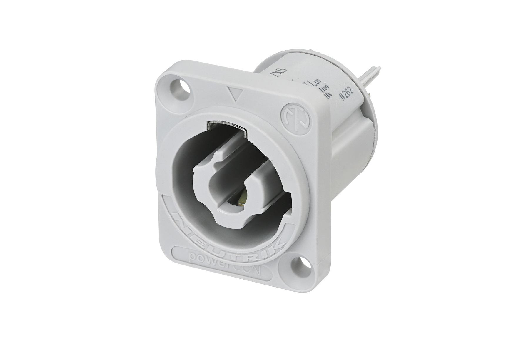 Neutrik NAC3MPXXB Appliance Outlet Connector, 3/16" Flat Tab Terminals, Grey