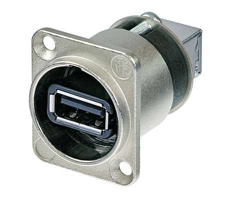 Neutrik NAUSB-W Reversible USB 2.0 Gender Changer (Type A And B), Nickel D-Housing