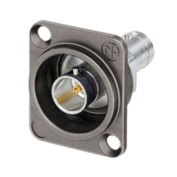 Neutrik NBB75DFIX Isolated UHD BNC Chassis Connector, Feedthrough In Antraloy Plated D-Shape Housing