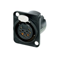 Neutrik NC10FD-LX-B 8 + 2 Pole Female D-Size Receptacle, KTL Coated Metal Housing, Duplex Ground Contact