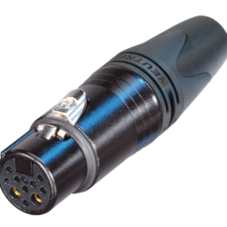 Neutrik NC10FXX-14-B 8 + 2 Pole Female XLR Connector, Black Chrome Metal Housing, Secure Locking, Chuck Type Strain Relief