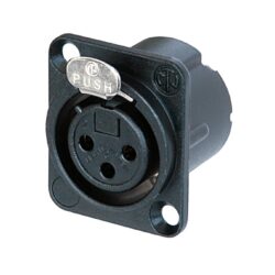 Neutrik NC3FD-LX-B 3 Pole Female Receptacle, Solder Cups, Black Metal Housing, Gold Contacts