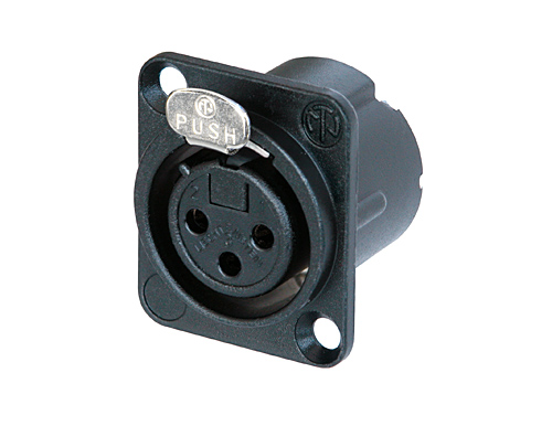 Neutrik NC3FD-LX-B 3 Pole Female Receptacle, Solder Cups, Black Metal Housing, Gold Contacts