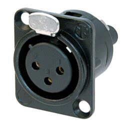 Neutrik NC3FD-S-1-B 3 Pole Female Receptacle, D-Size Metal Body, Screw Terminals, Black Metal Housing, Gold Contacts, Ul Recognized Component
