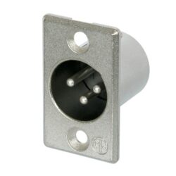 Neutrik NC3MP 3 Pole Male Receptacle, Solder Contacts, Nickel Housing, Silver Contacts